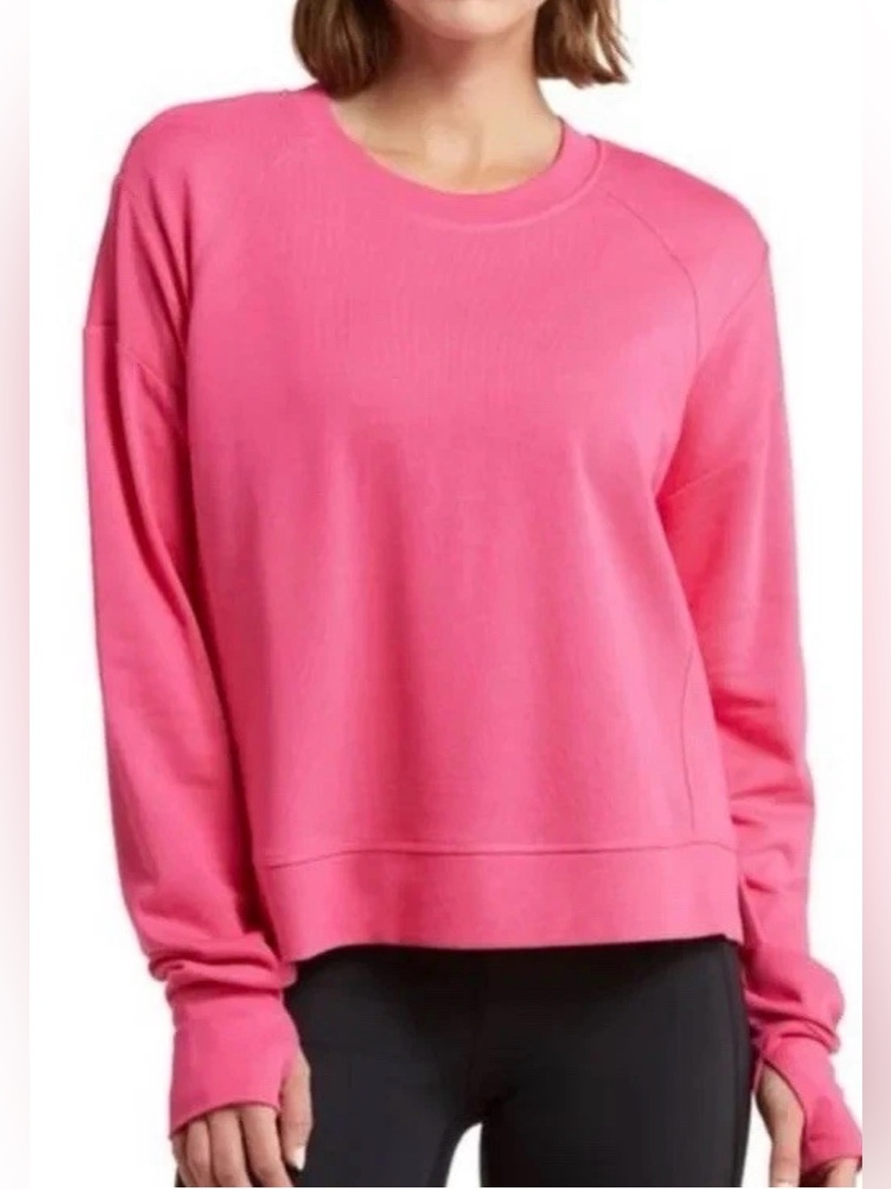 Sweaty Betty Sweatshirt AFTER CLASS CROP SWEATSHIRT HOT PINK SIZE 4